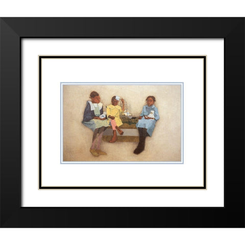 Three Sisters Black Modern Wood Framed Art Print with Double Matting by Unknown