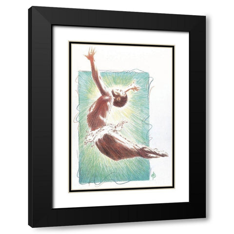 Dancer Black Modern Wood Framed Art Print with Double Matting by Unknown