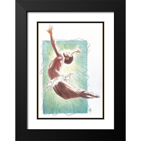 Dancer Black Modern Wood Framed Art Print with Double Matting by Unknown