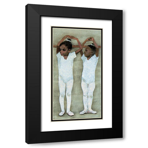 Ballerinas Black Modern Wood Framed Art Print with Double Matting by Unknown