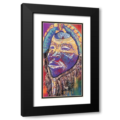 Tribal Masque II Black Modern Wood Framed Art Print with Double Matting by Unknown
