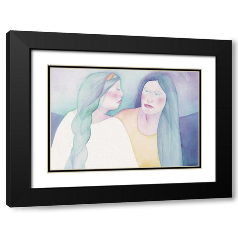 Two Sisters Black Modern Wood Framed Art Print with Double Matting by Unknown