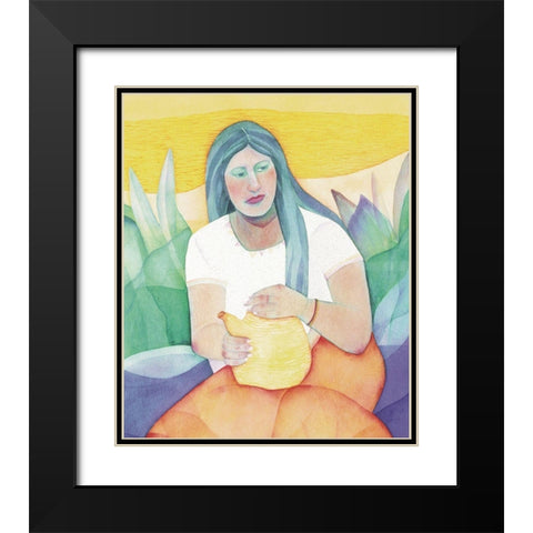 One Sister Black Modern Wood Framed Art Print with Double Matting by Unknown