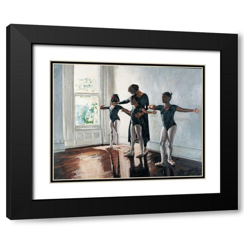 Ballerinas Black Modern Wood Framed Art Print with Double Matting by Unknown