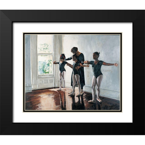 Ballerinas Black Modern Wood Framed Art Print with Double Matting by Unknown
