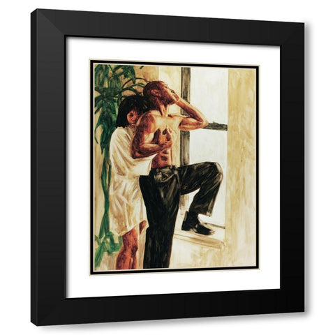 Hug Me Black Modern Wood Framed Art Print with Double Matting by Unknown