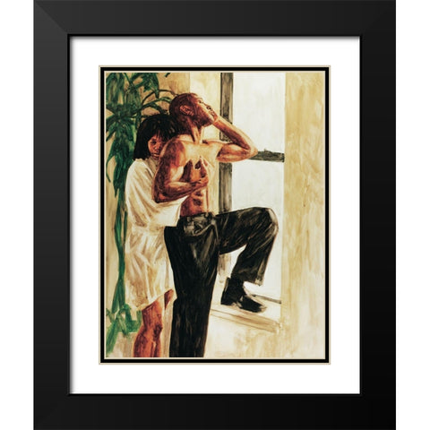 Hug Me Black Modern Wood Framed Art Print with Double Matting by Unknown