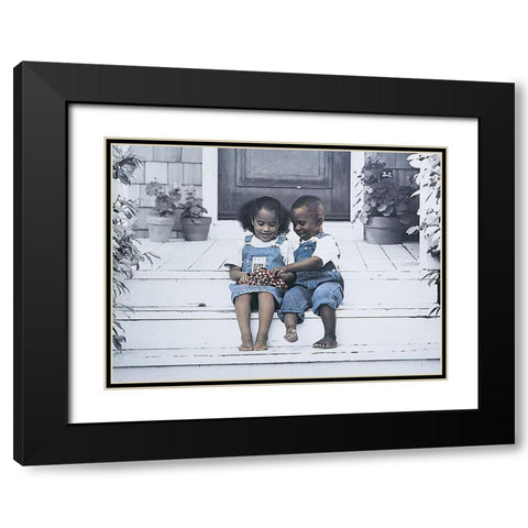 On the Porch Black Modern Wood Framed Art Print with Double Matting by Unknown