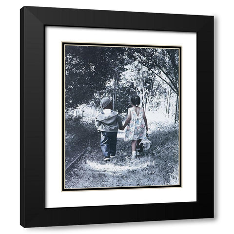 Hand in Hand Black Modern Wood Framed Art Print with Double Matting by Unknown