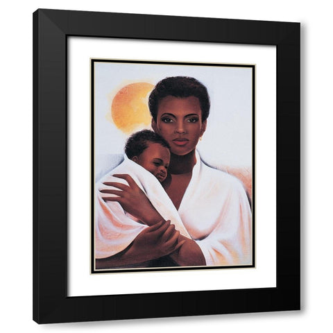 Mother and Child Black Modern Wood Framed Art Print with Double Matting by Unknown