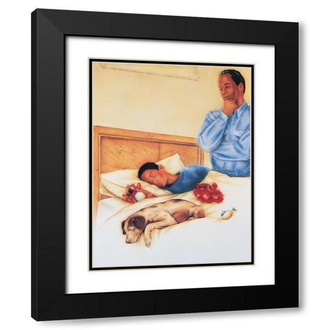 Sleep Tight Black Modern Wood Framed Art Print with Double Matting by Unknown
