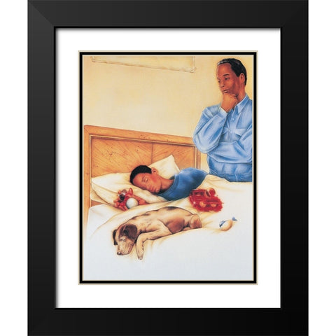 Sleep Tight Black Modern Wood Framed Art Print with Double Matting by Unknown
