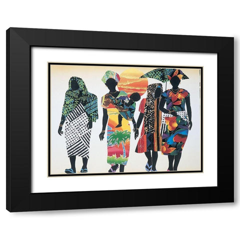 Walking Black Modern Wood Framed Art Print with Double Matting by Unknown