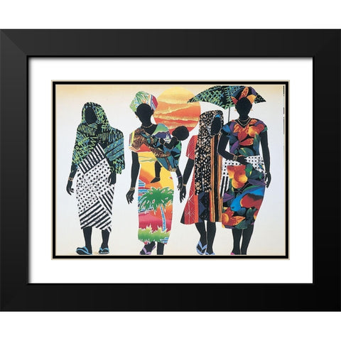 Walking Black Modern Wood Framed Art Print with Double Matting by Unknown