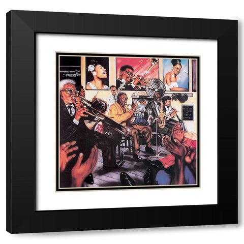 Jazz Session Black Modern Wood Framed Art Print with Double Matting by Unknown