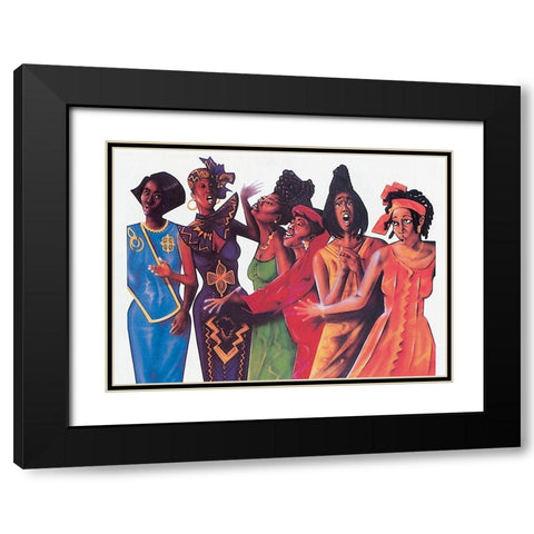 Sorority Sisters Black Modern Wood Framed Art Print with Double Matting by Unknown