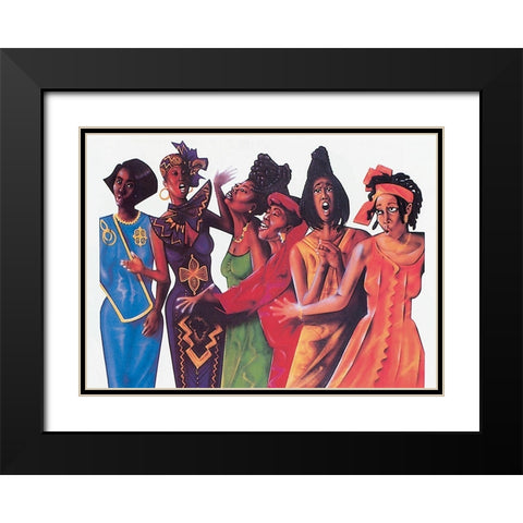 Sorority Sisters Black Modern Wood Framed Art Print with Double Matting by Unknown