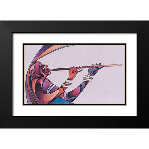 Musician Black Modern Wood Framed Art Print with Double Matting by Unknown