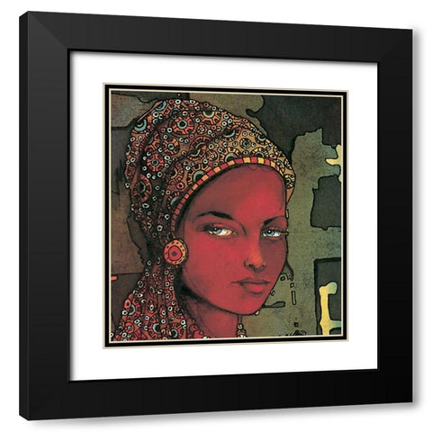 Ariel Black Modern Wood Framed Art Print with Double Matting by Unknown