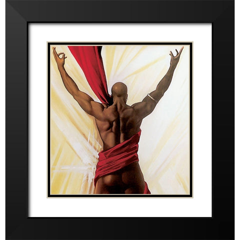 Twirling Black Modern Wood Framed Art Print with Double Matting by Unknown