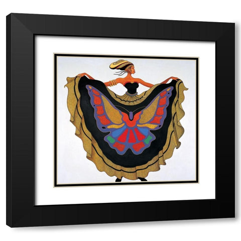 Lady Butterfly Black Modern Wood Framed Art Print with Double Matting by Unknown