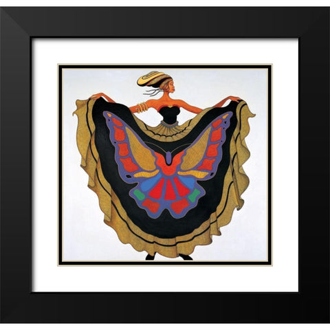 Lady Butterfly Black Modern Wood Framed Art Print with Double Matting by Unknown