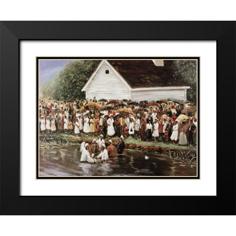 Church Baptism Black Modern Wood Framed Art Print with Double Matting by Unknown