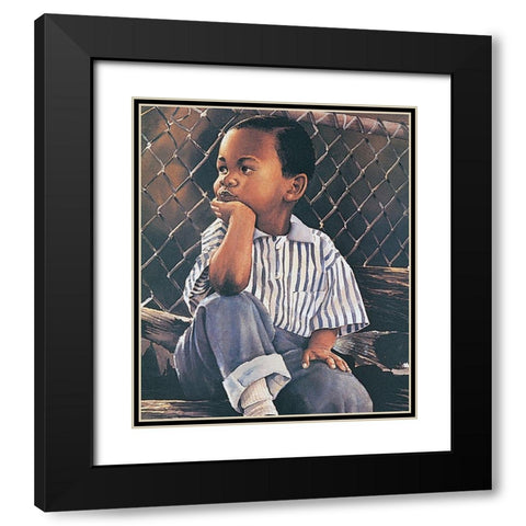 By the Fence Black Modern Wood Framed Art Print with Double Matting by Unknown