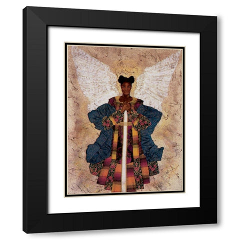 Guardian Angel Black Modern Wood Framed Art Print with Double Matting by Unknown