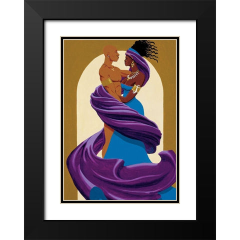 Entwined Couple Black Modern Wood Framed Art Print with Double Matting by Unknown