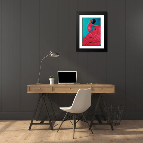 Dancer Black Modern Wood Framed Art Print with Double Matting by Unknown