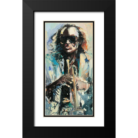 Blowin the Blues Black Modern Wood Framed Art Print with Double Matting by Unknown