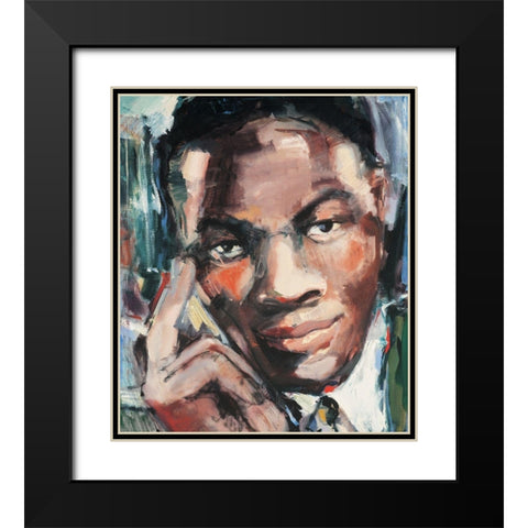 Croonin the Blues Black Modern Wood Framed Art Print with Double Matting by Unknown