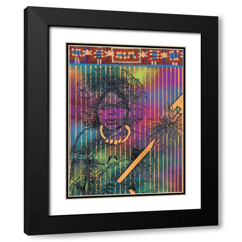 Woman Warrior Black Modern Wood Framed Art Print with Double Matting by Unknown
