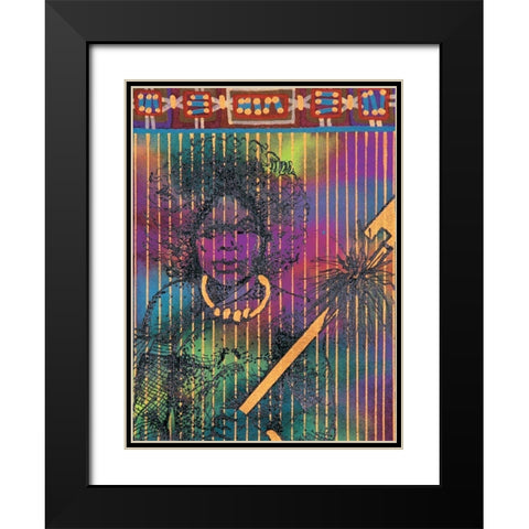 Woman Warrior Black Modern Wood Framed Art Print with Double Matting by Unknown
