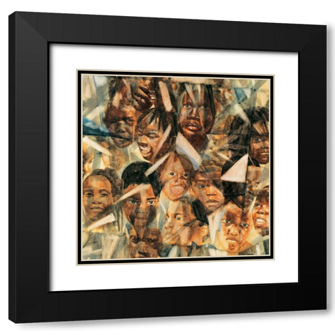 People Black Modern Wood Framed Art Print with Double Matting by Unknown