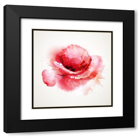 Aquarelle 1 Black Modern Wood Framed Art Print with Double Matting by Braun Studio