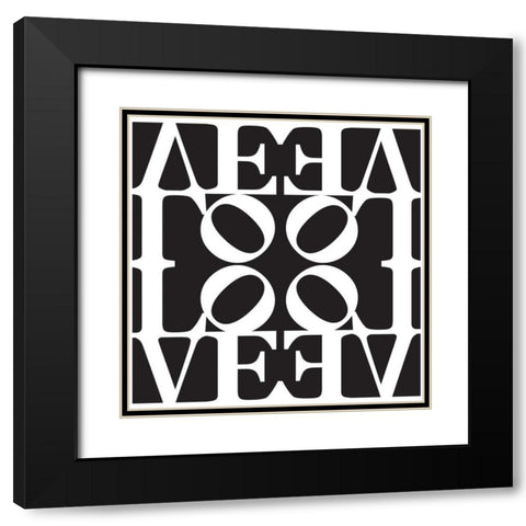 Love Typo Black Modern Wood Framed Art Print with Double Matting by Braun Studio