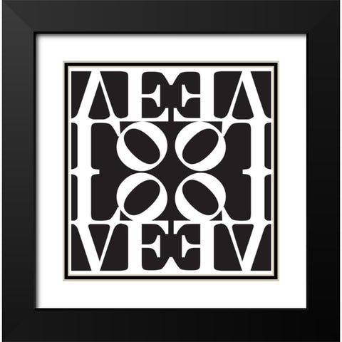 Love Typo Black Modern Wood Framed Art Print with Double Matting by Braun Studio