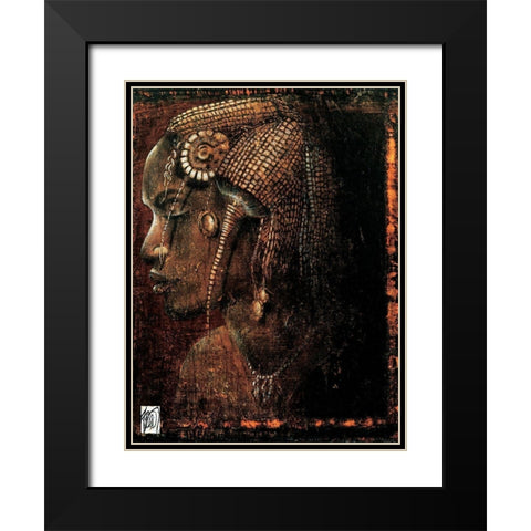 Femme Peul Black Modern Wood Framed Art Print with Double Matting by Arietti, Fabienne