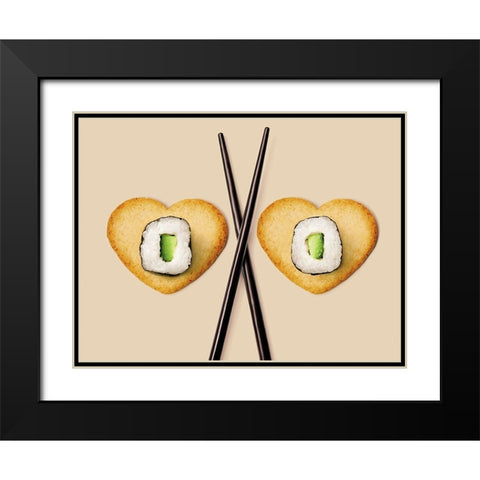 Baguettes et makis II Black Modern Wood Framed Art Print with Double Matting by Sultan, Galith