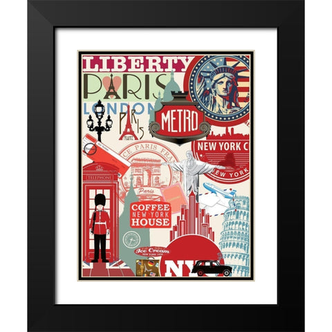 Paris Liberty Black Modern Wood Framed Art Print with Double Matting by BRAUN Studio