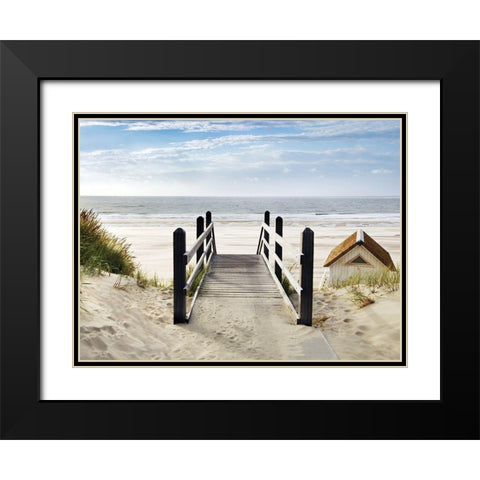 Plage Black Modern Wood Framed Art Print with Double Matting by Braun Studio