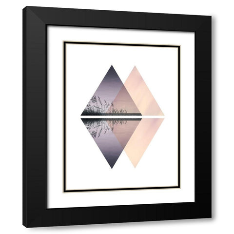 Paysage Geom Black Modern Wood Framed Art Print with Double Matting by Braun Studio