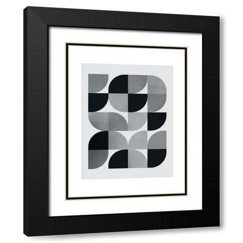 Danish Abstract 1 Black Modern Wood Framed Art Print with Double Matting by Braun Studio