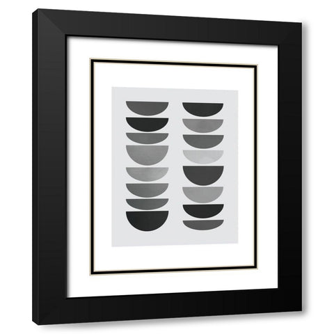 Danish Abstract 3 Black Modern Wood Framed Art Print with Double Matting by Braun Studio