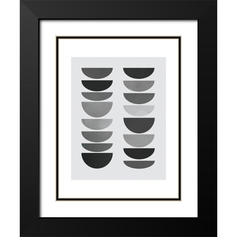 Danish Abstract 3 Black Modern Wood Framed Art Print with Double Matting by Braun Studio