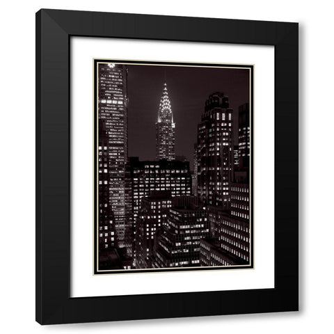 Le Chrysler Bldg la nuit (detail) Black Modern Wood Framed Art Print with Double Matting by Setboun, Michel