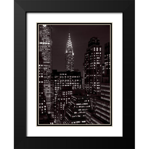 Le Chrysler Bldg la nuit (detail) Black Modern Wood Framed Art Print with Double Matting by Setboun, Michel
