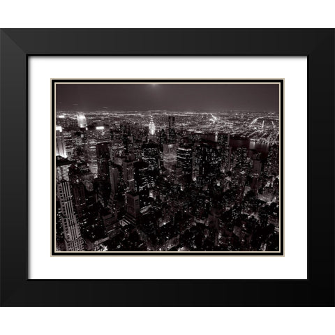 Manhattan Est et le Queens (detail) Black Modern Wood Framed Art Print with Double Matting by Setboun, Michel